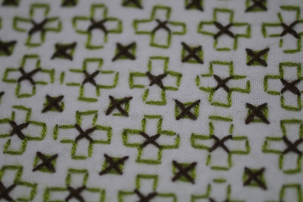 セリアの刺し子 ミニ花ふきん IMGP0119