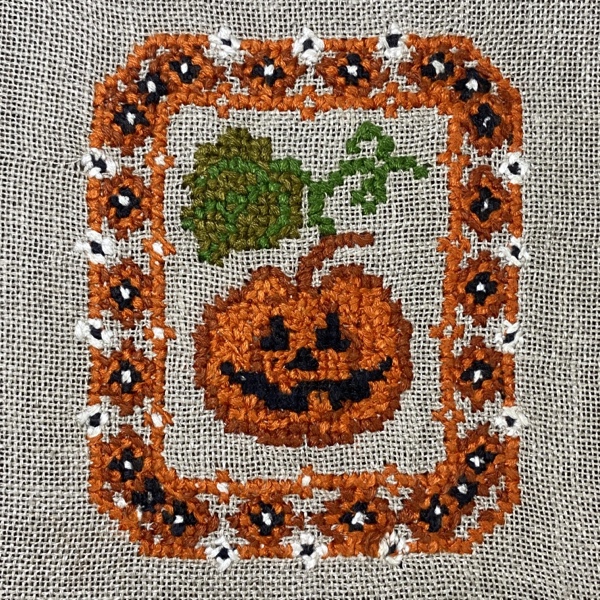 ハロウィン クロスステッチ その2 リネンバージョン
