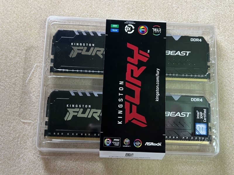 Kingston PC4-25600 (DDR4-3200)288pin UDIMM 32GB(16GB×2枚) FURY Beast RGB KF432C16BBAK2/32